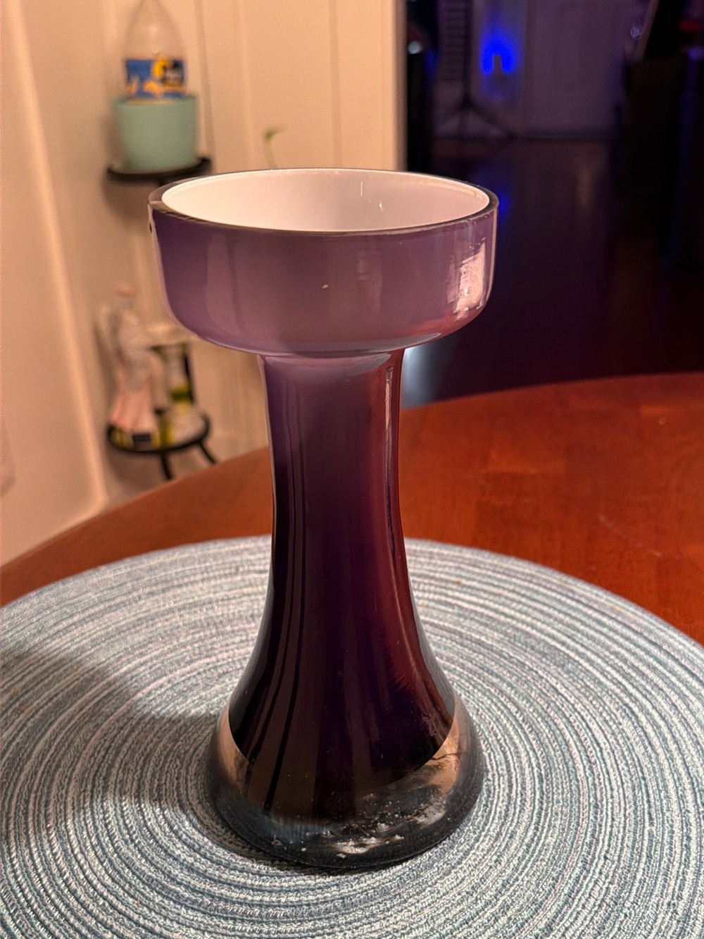 Vintage amethyst glass pedestal vase or candle holder. - Picture 1 of 2